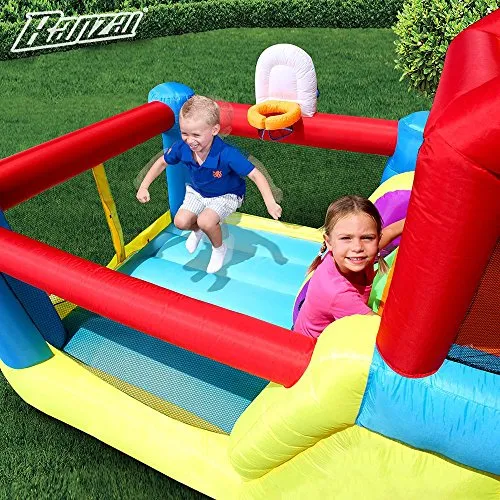 BANZAI Climb N Bounce Clubhouse (Outdoor Backyard Summer Spring Inflatable Jumping Bouncing House Castle)