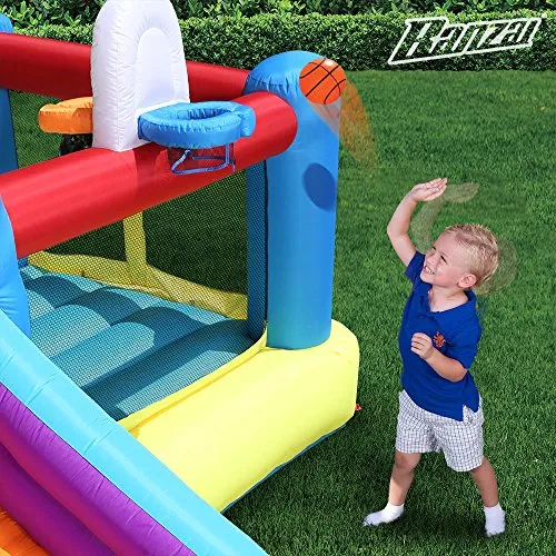 BANZAI Climb N Bounce Clubhouse (Outdoor Backyard Summer Spring Inflatable Jumping Bouncing House Castle)