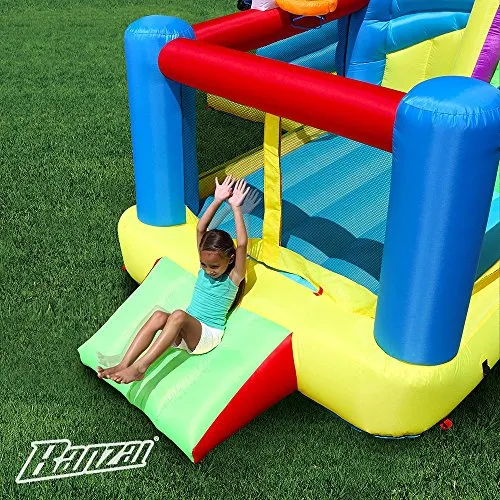 BANZAI Climb N Bounce Clubhouse (Outdoor Backyard Summer Spring Inflatable Jumping Bouncing House Castle)