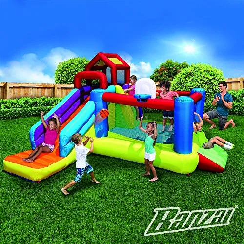 BANZAI Climb N Bounce Clubhouse (Outdoor Backyard Summer Spring Inflatable Jumping Bouncing House Castle)
