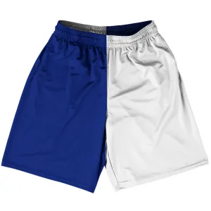 Blue Royal And White Quad Color Basketball Practice Shorts Made In USA
