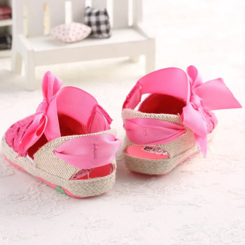 Lovely Infant Toddler Princess First Walkers Newborn Baby Girls Kid Prewalker Soft Soled Shoe Bow Dress Knitting Shoes Footwear