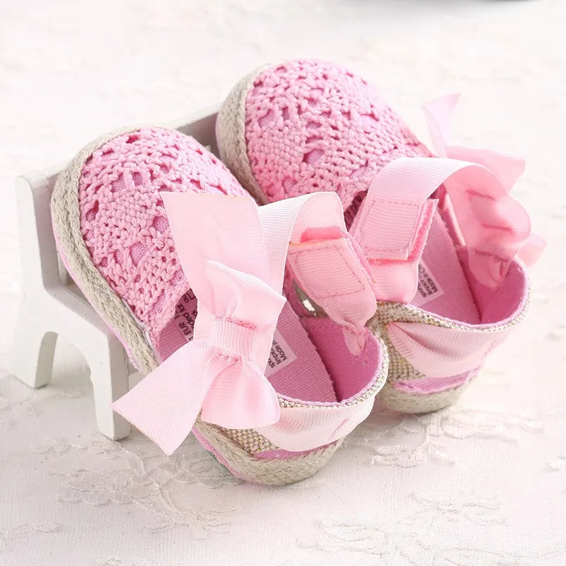 Lovely Infant Toddler Princess First Walkers Newborn Baby Girls Kid Prewalker Soft Soled Shoe Bow Dress Knitting Shoes Footwear
