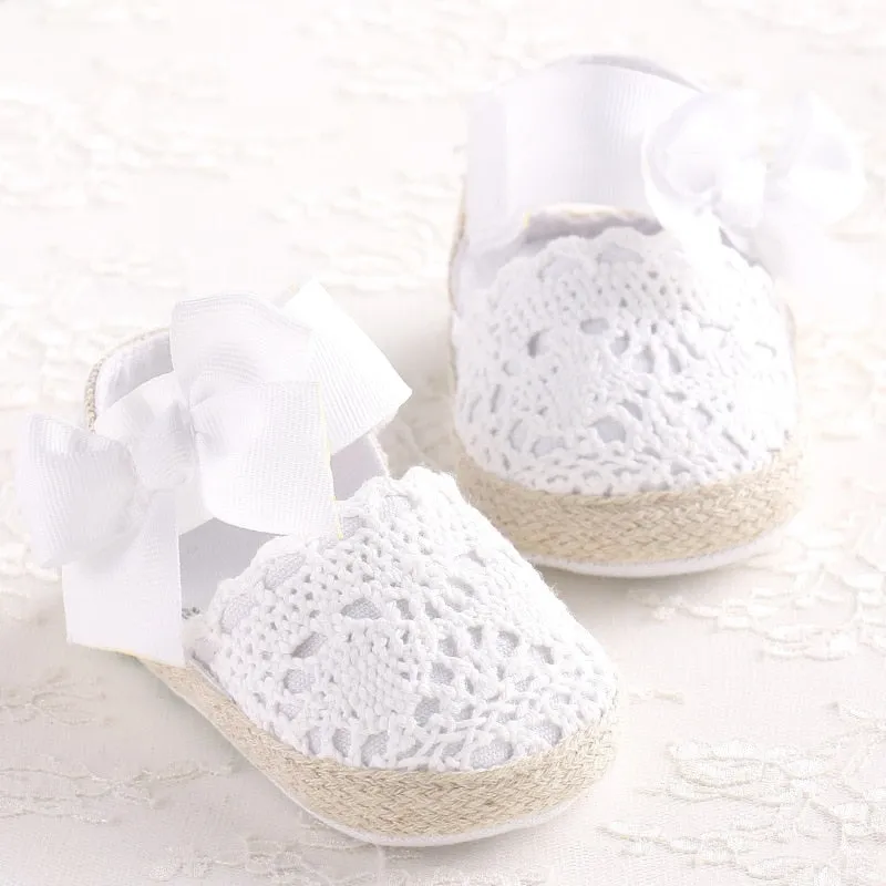 Lovely Infant Toddler Princess First Walkers Newborn Baby Girls Kid Prewalker Soft Soled Shoe Bow Dress Knitting Shoes Footwear