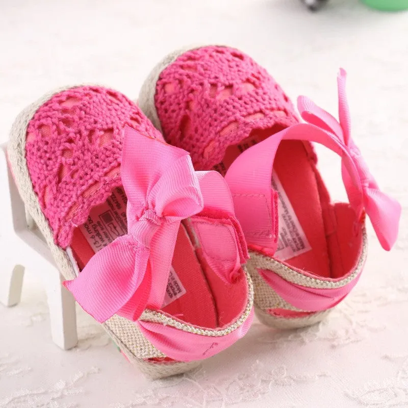 Lovely Infant Toddler Princess First Walkers Newborn Baby Girls Kid Prewalker Soft Soled Shoe Bow Dress Knitting Shoes Footwear