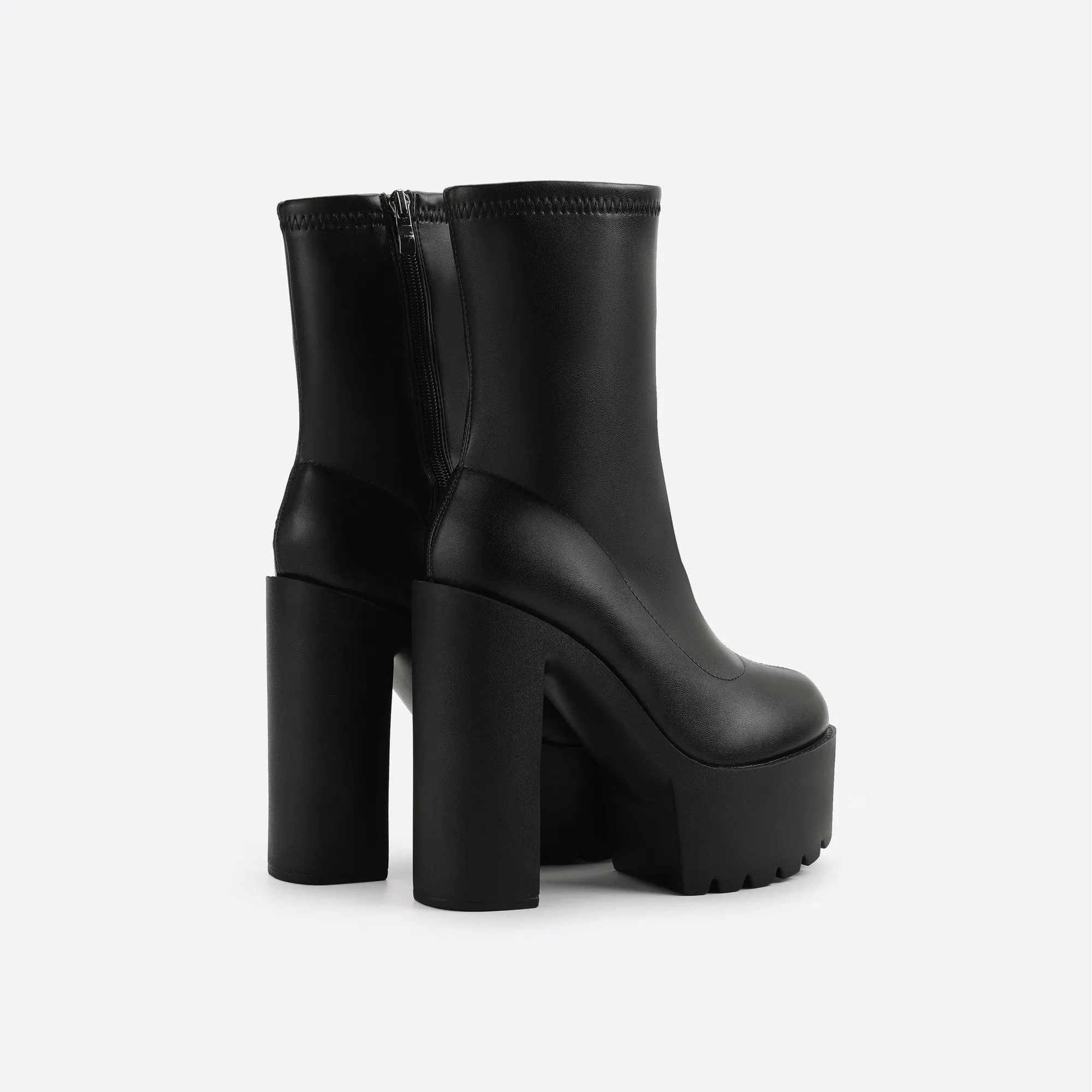 Sohiwoo Women Women Waterproof Platform Side Zipper Thick Heel Boots