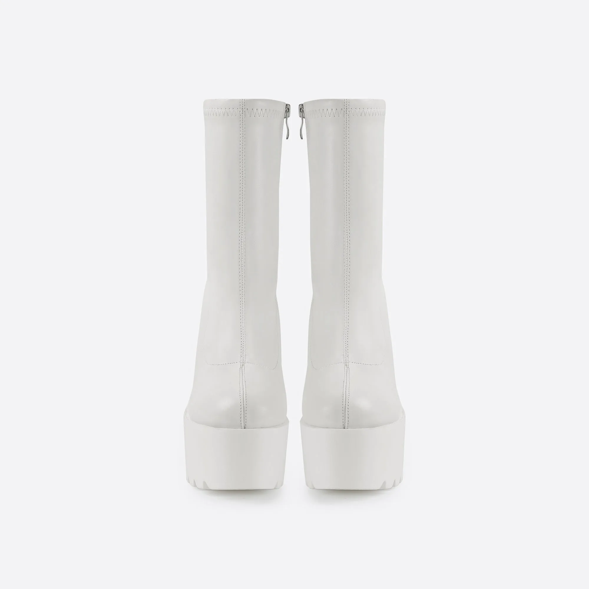 Sohiwoo Women Women Waterproof Platform Side Zipper Thick Heel Boots