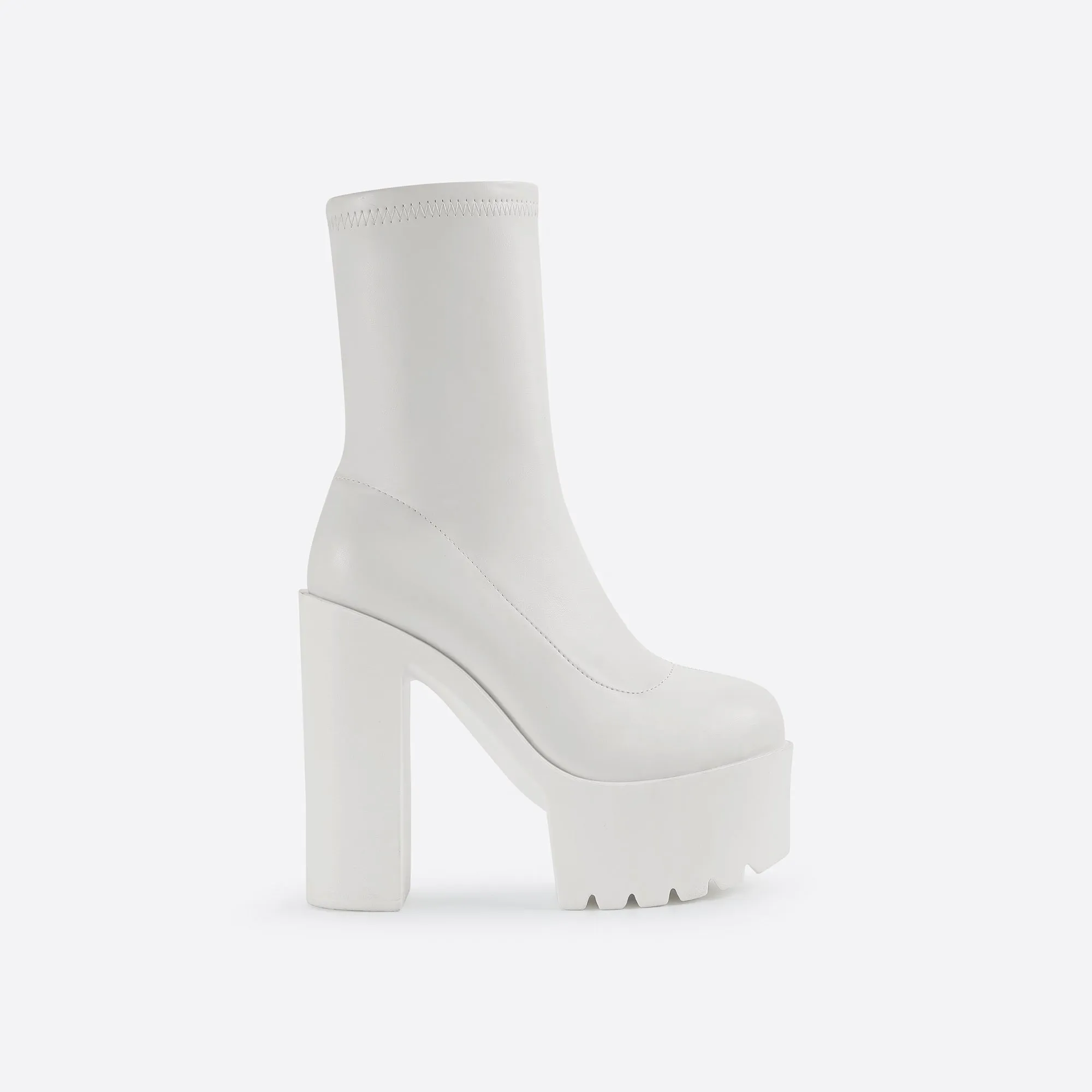 Sohiwoo Women Women Waterproof Platform Side Zipper Thick Heel Boots