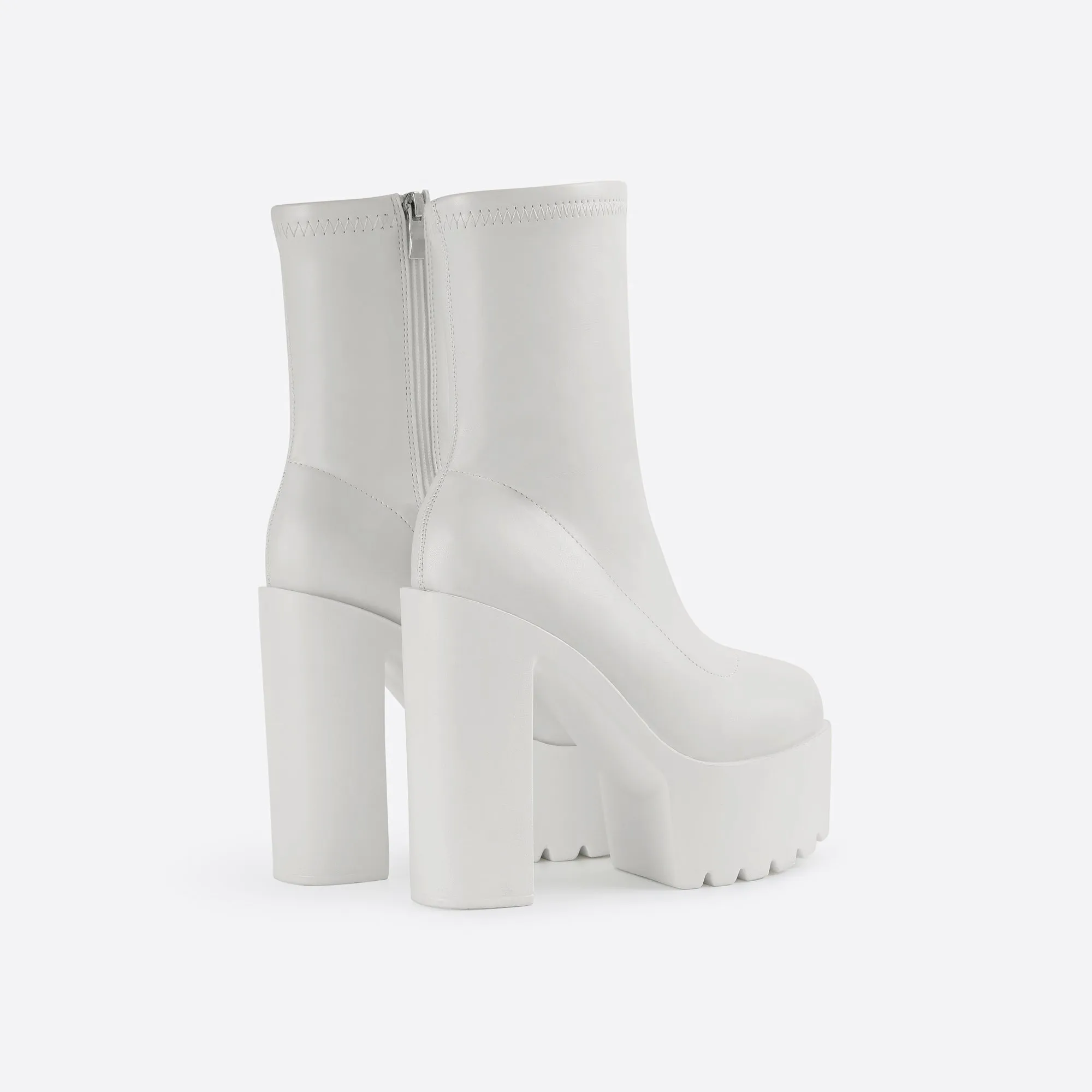 Sohiwoo Women Women Waterproof Platform Side Zipper Thick Heel Boots