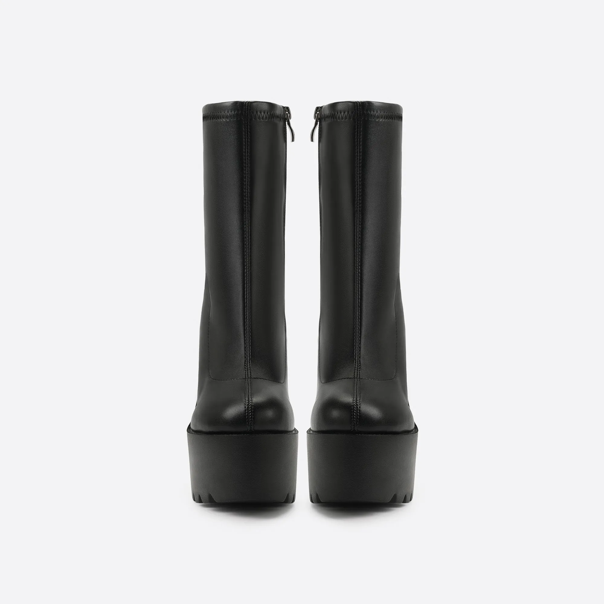 Sohiwoo Women Women Waterproof Platform Side Zipper Thick Heel Boots