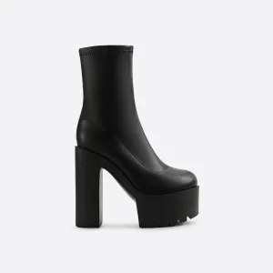 Sohiwoo Women Women Waterproof Platform Side Zipper Thick Heel Boots